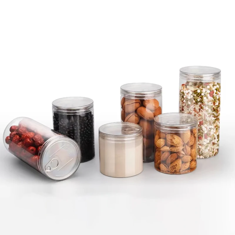 Empty 4 oz 8 oz 16 oz Empty Container Clear food can pet plastic jar with easy open lid screw cap