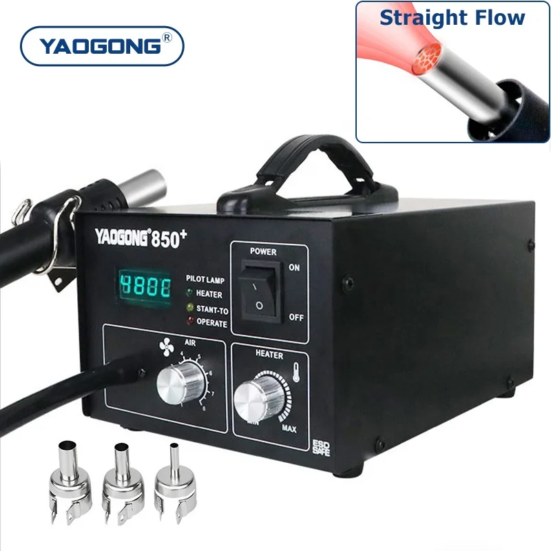 YAOGONG 850+ Digital Smart Thermostat Mobile Phone Repair Tool PCBA Motherboard Desoldering Heat Gun Hot Air Soldering Station