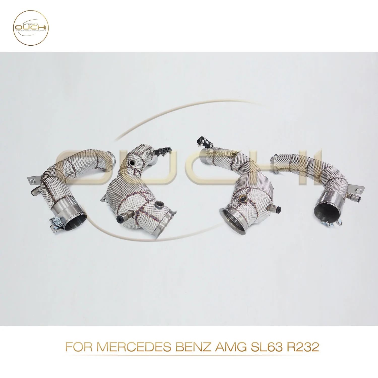 Ouchi Stainless Steel Exhaust System Downpipe For Mercedes Benz AMG SL63 R232 With Head Shield Auto Performance Tuning pipe part