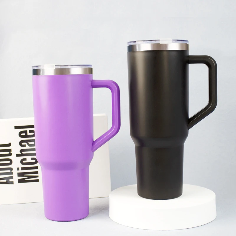 40 oz  Reusable Double Wall Vacuum Insulated Stainless Steel Travel Coffee Mug Tumblers with Handle and lid