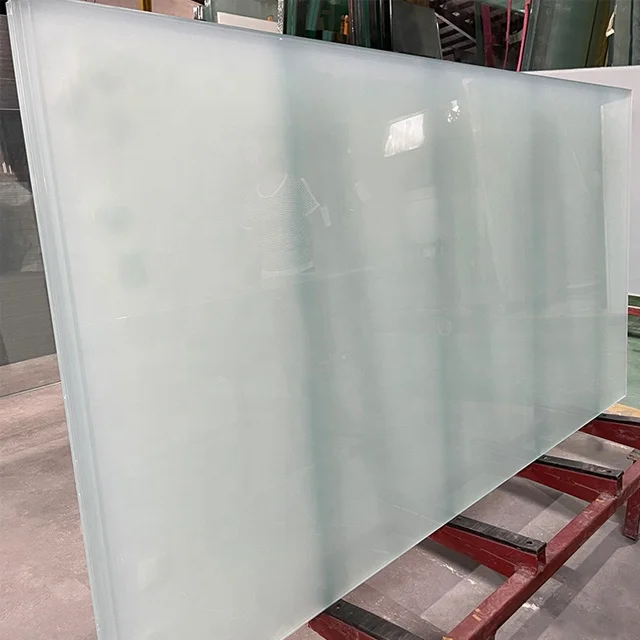 Glass factory provide construction material balcony fence glass/ frosted pattern Acid-Etched glass