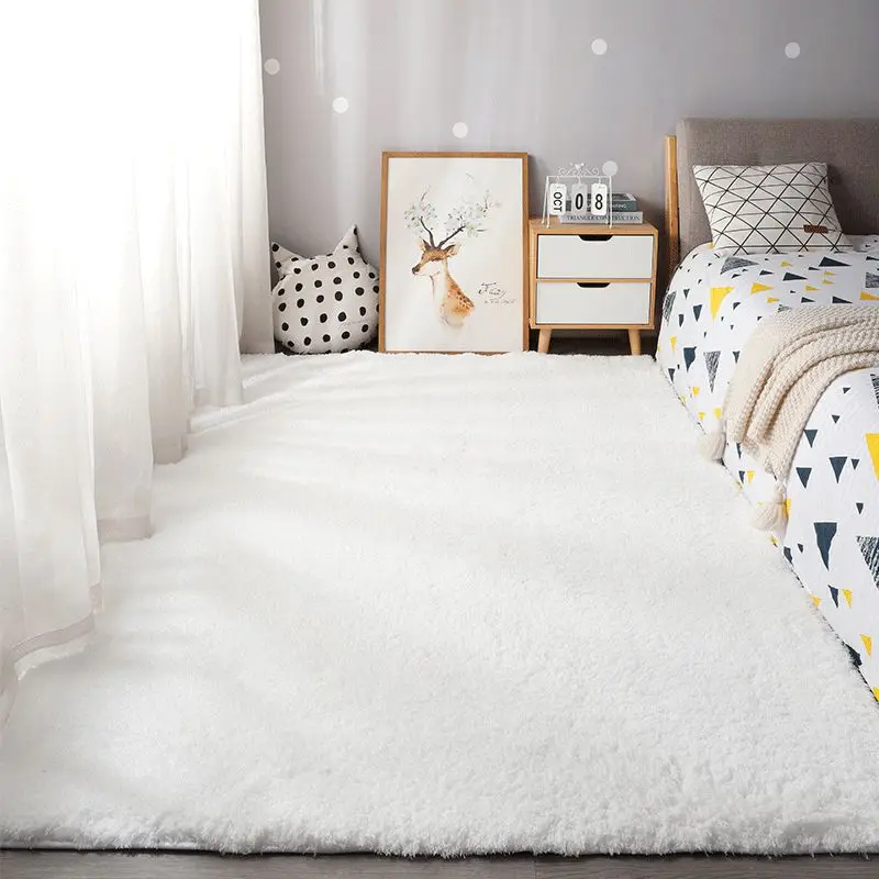 Grey Pure Lambswool Rug Beautiful Pile Living Room Floor Mat Bedroom Bedside Rug Balcony Window Mat