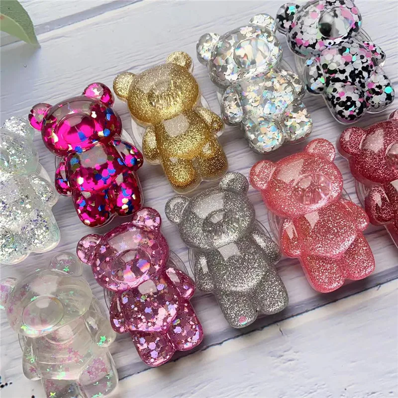 3D милый лазерный медведь держатель для сотового телефона Ручка кронштейн для сотового телефона Поддержка Griptok Настольный телефон на палец подставка складной мобильный держатель