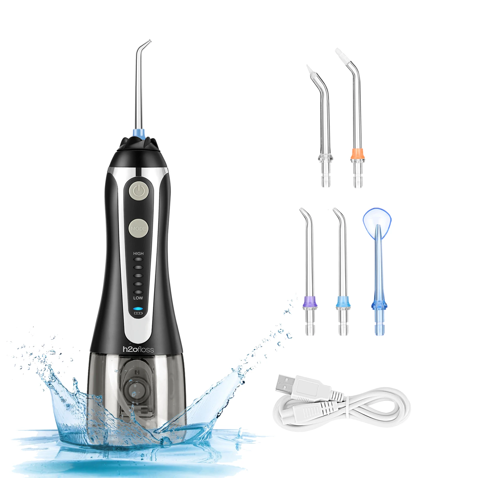 h2ofloss 2500mAh Portable Dental IPX7 Waterproof Water Flosser Travel-friendly Dental Pick Jet Dental Flossers