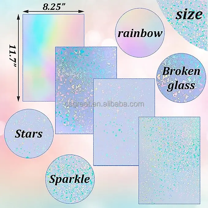Self Adhesive Waterproof Bopp PVC Holographic Film Overlay Cold Lamination Film A4 Sheet Transparent Holographic Laminate