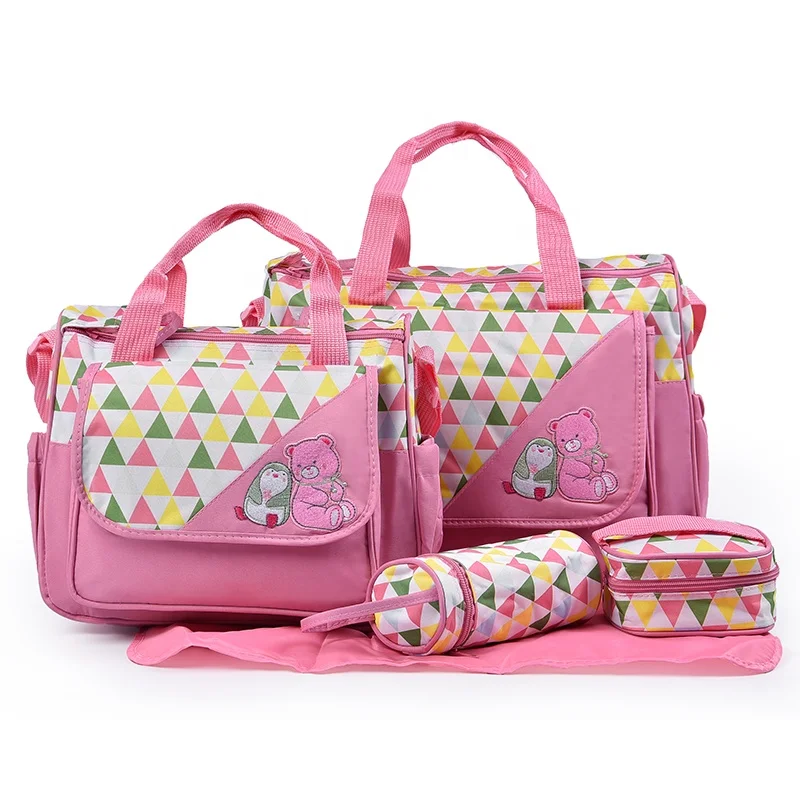 2021 high-quality waterproof multi-functional new five-piece modular baby bag mommy diaper bag
