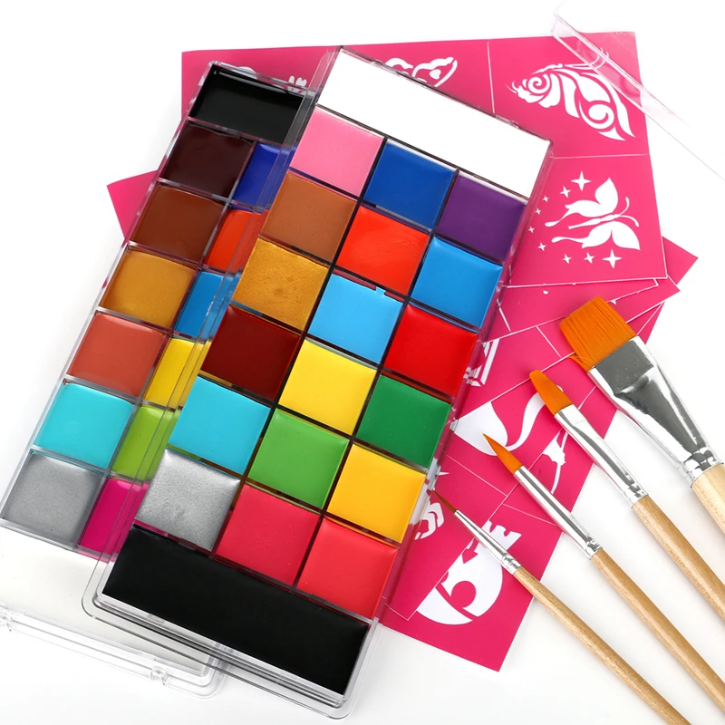 Professional Flash Non Toxic Safe Tattoo Halloween FX Party Artist Fancy Makeup Oil Face Painting Kit For Kids and Adult