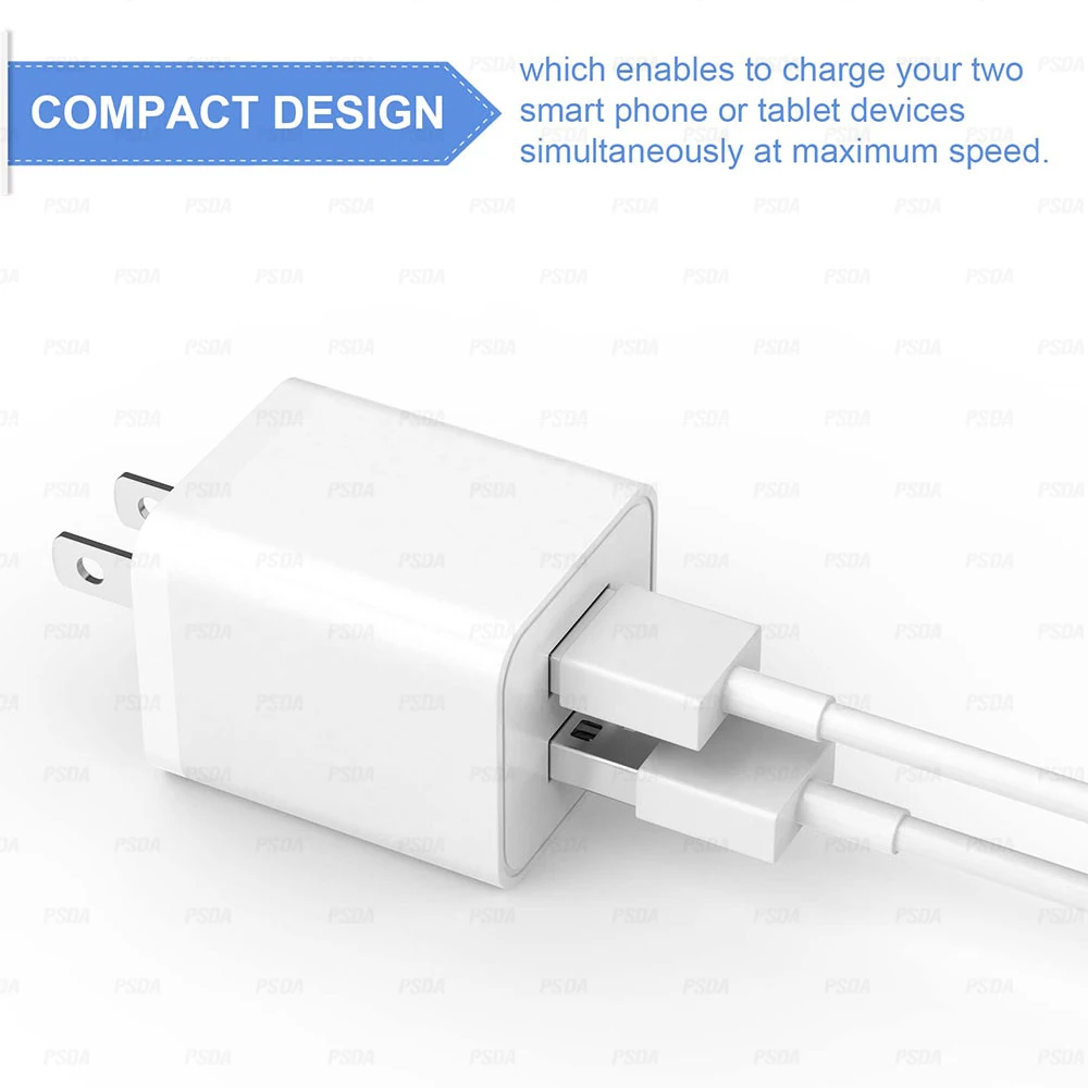 USB Wall Charger 2.4A Phone Charger Dual USB Port Cube Power Plug Adapter Fast Wall Charger Block Compatible with iPhone 16