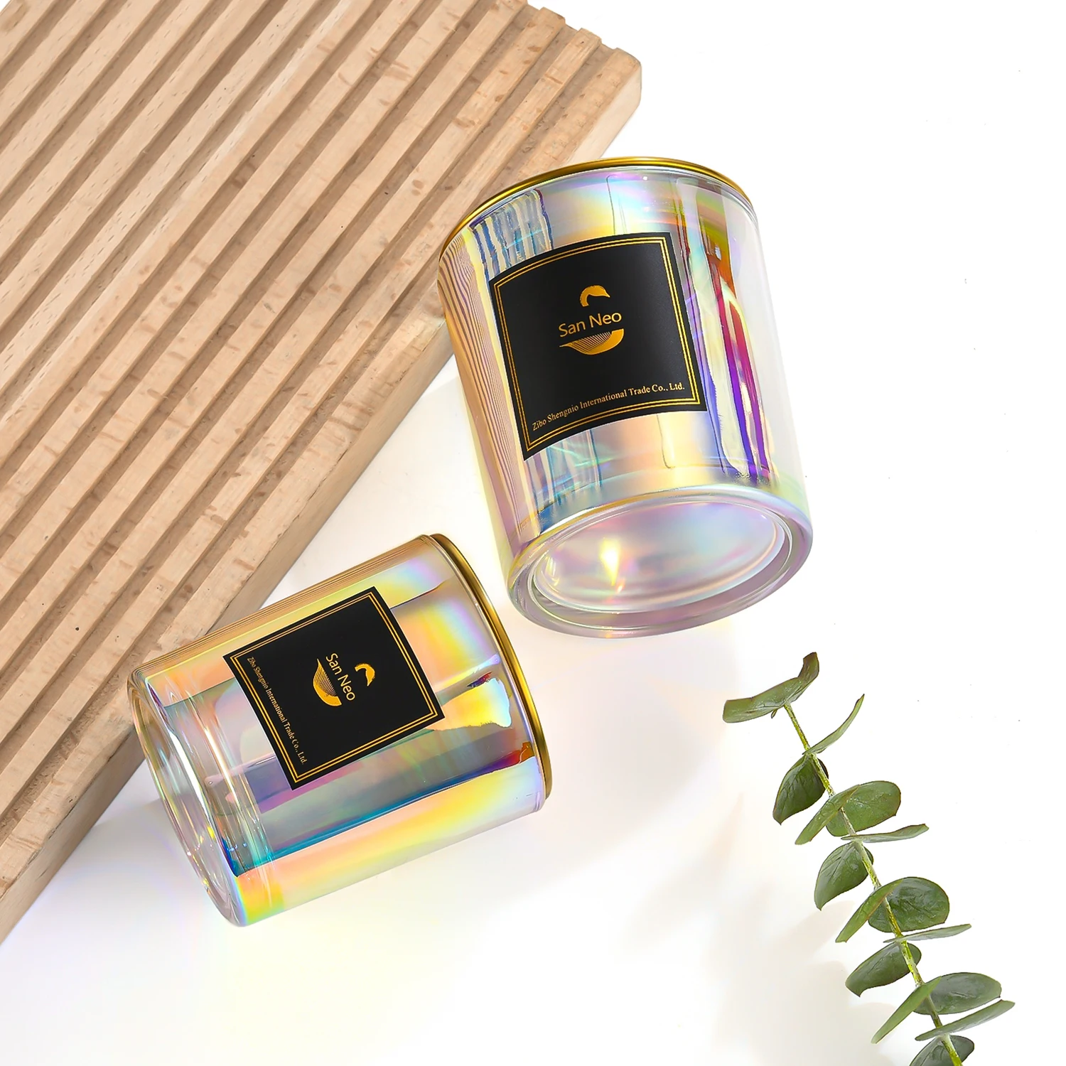 Bulk Wholesale 6Oz 10Oz 14Oz 16Oz Container Frosted Holographic Glass Rose Gold Electroplated Candle Jars