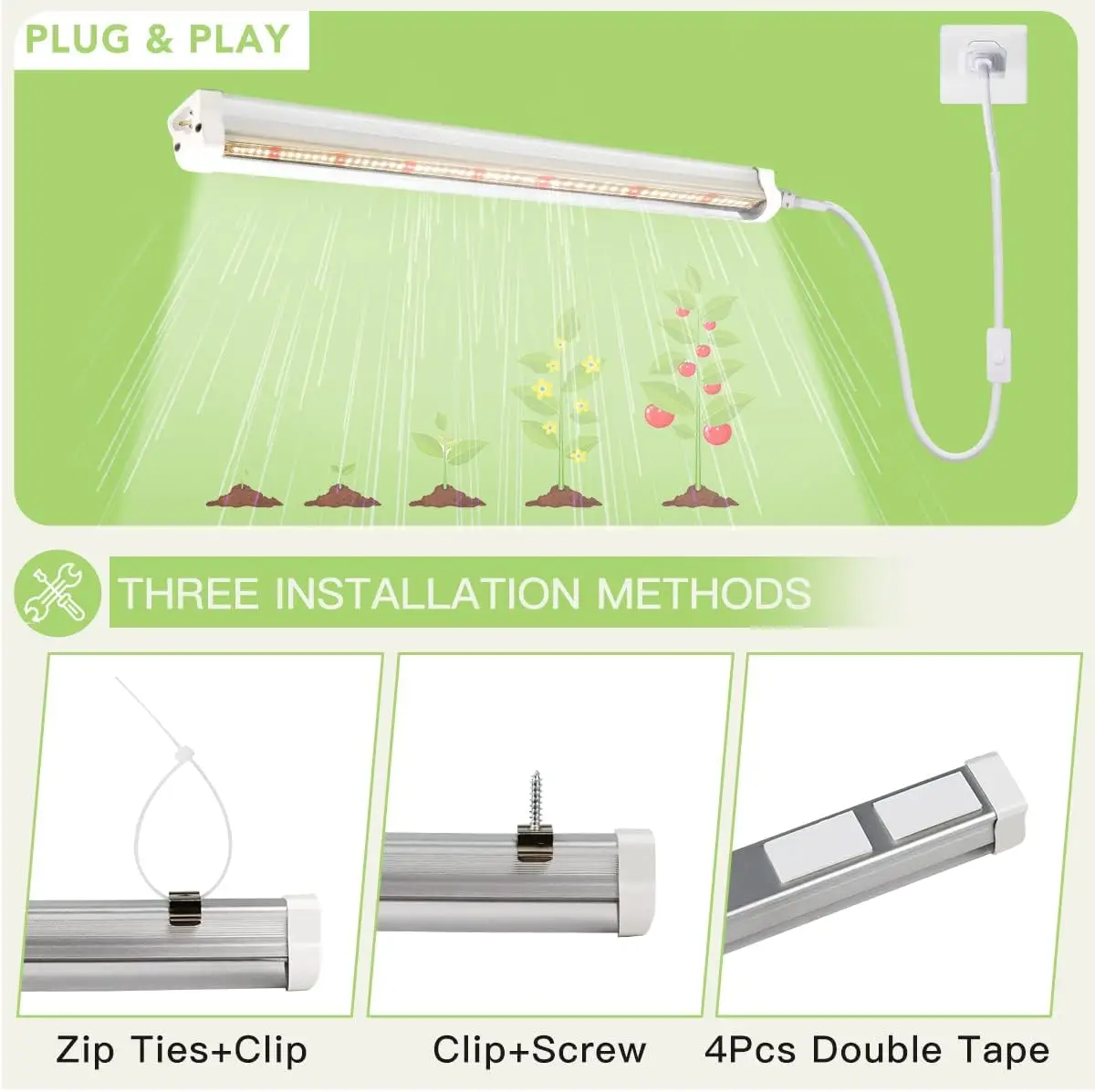 2024 T8 LED Grow Light Tube 3ft 13W AC85-265V Full Spectrum R W 2:4 9pcs for Green Leafy Vegs Greenhouse