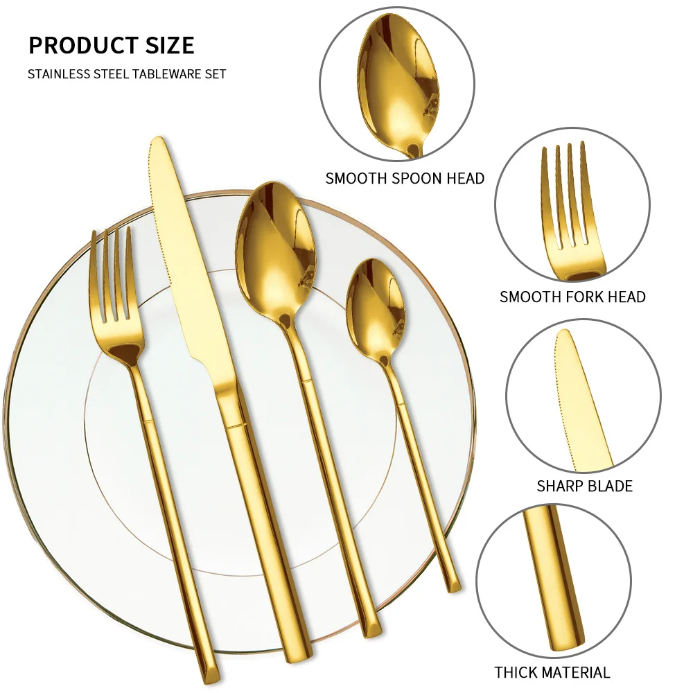 GEMEI New Arrival Stainless Steel Cutlery Set Western Steak Knife Fork and Spoon 24-piece 18/10 Flatware Set