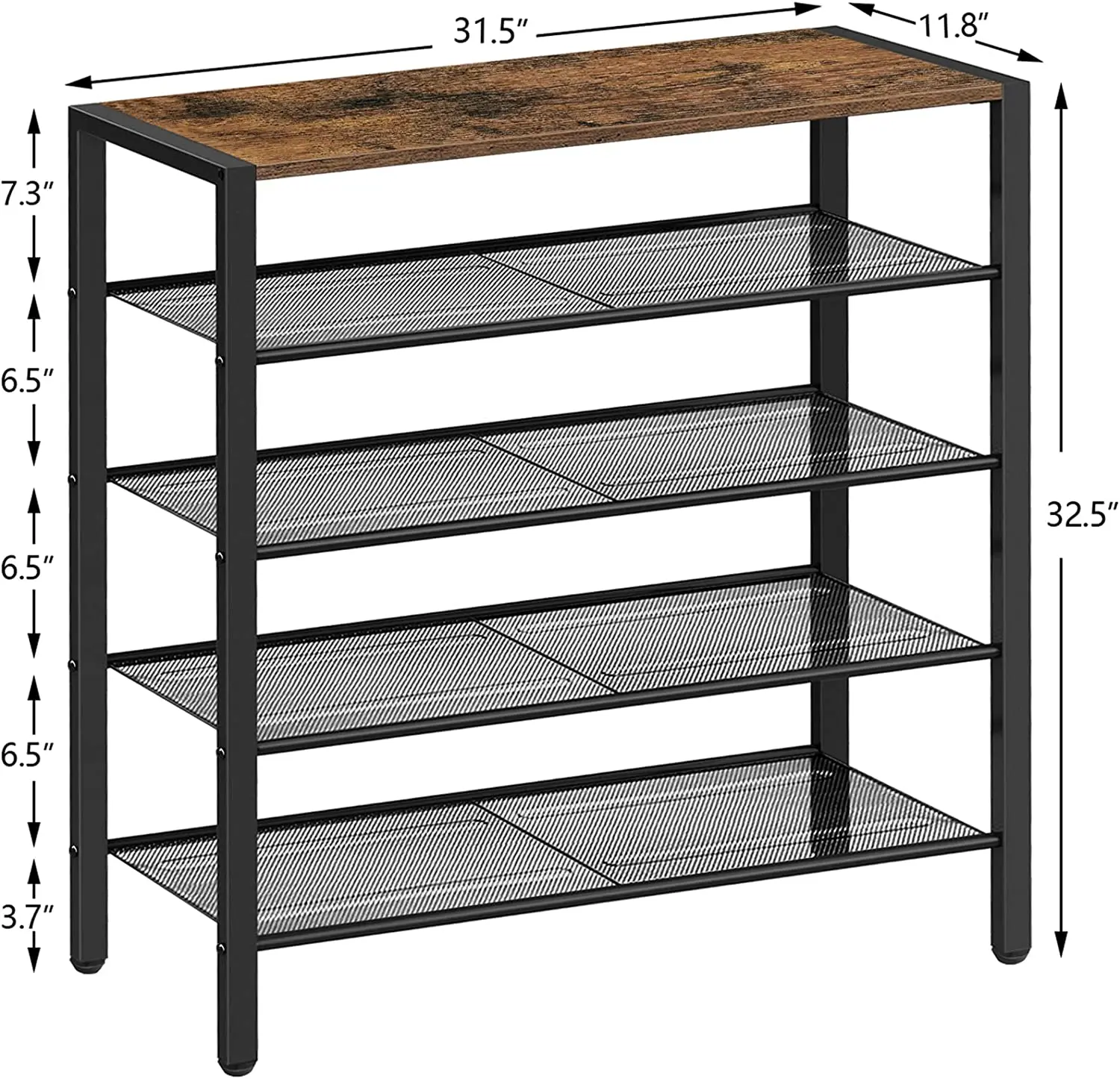 Industrial 5 tier shoe rack  shoe bench 16-20 pairs shoe rack entryway hallway closet stable metal frame