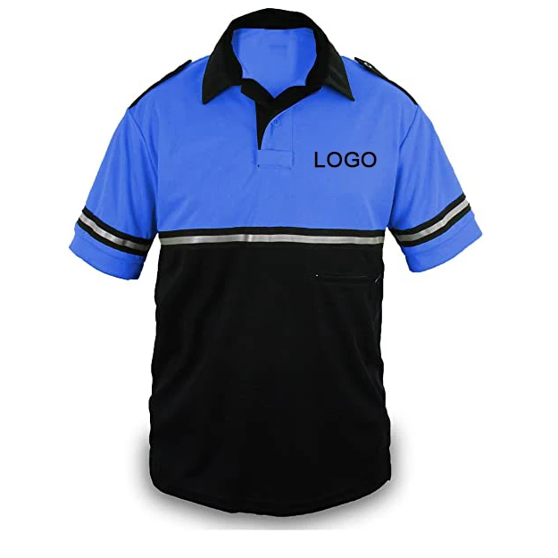 Custom Logo  Two Tone Security Top Reflective Stripes polo shirt with Zipper Pocket polos workwear shirts
