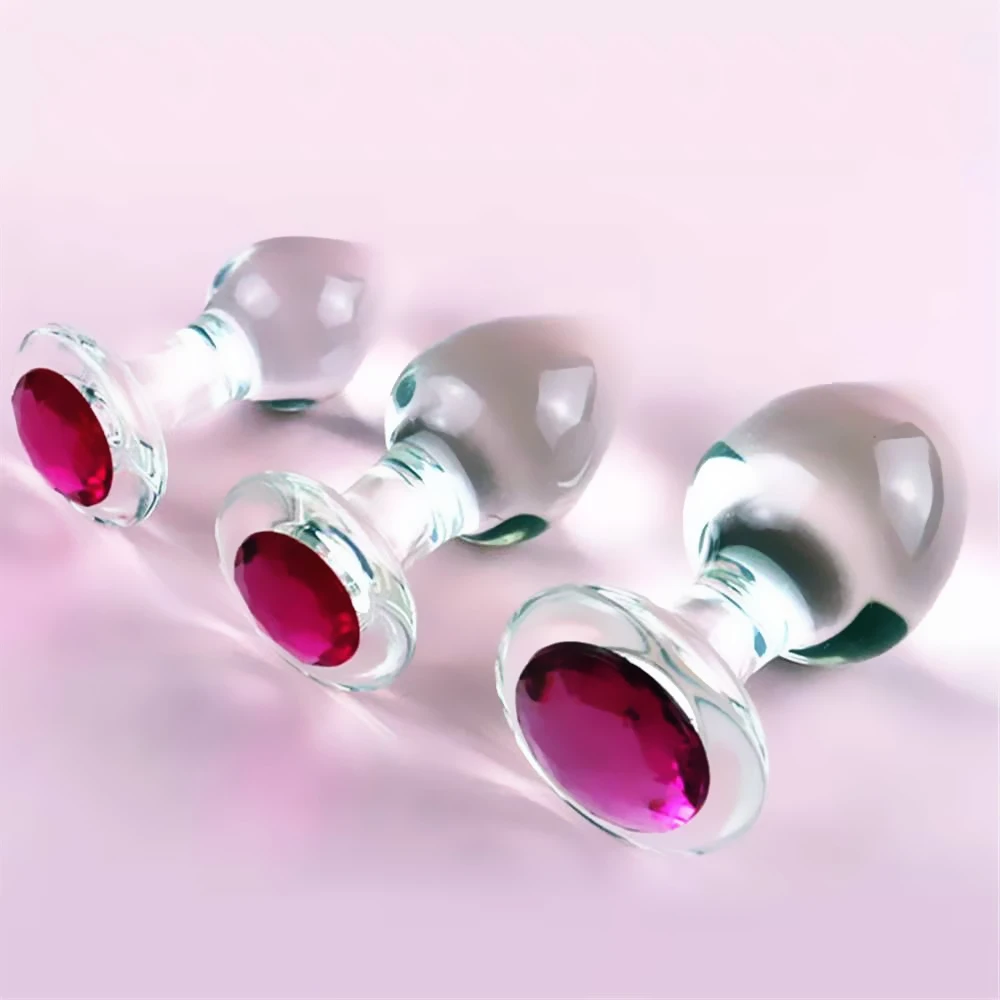 Intimate Glass Anal Sex Toys with Crystal Jewelry Smooth Touch Butt Plug Anal Bead Anus Dilator Anal Toys for Male Men Women