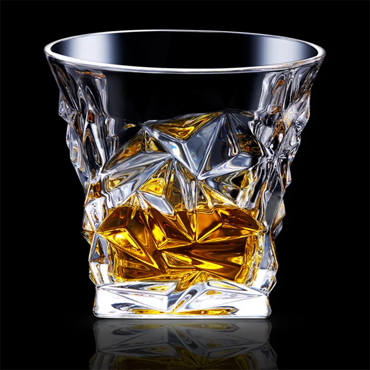 High Quality Decorative Lead Free 10oz Heavy Base Thick Bottom Crystal Drinking Short  Whiskey Tumbler Glass
