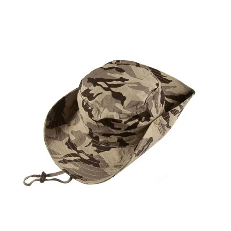 Unisex Outdoor Fashion Design Women Men Cowboy Summer Wide Visor Foldable Camo Cotton Bucket Hat
