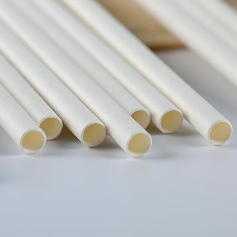Factory Supply Disposable Biodegradable  Big Large Boba Bubble Tea Sharp End 12mm Paper Straw With Wrapped