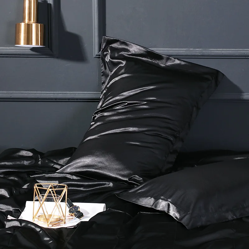 TS Standard Size Anti Wrinkle Custom Logo Pillow Cases Silk And Satin Luxury Soft Cooling Touch Summer Pillow Case