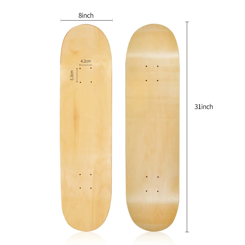 31*8 Inch Wholesale Oem Plain Blank Skate Board 7 Ply Wood Decks Skateboard