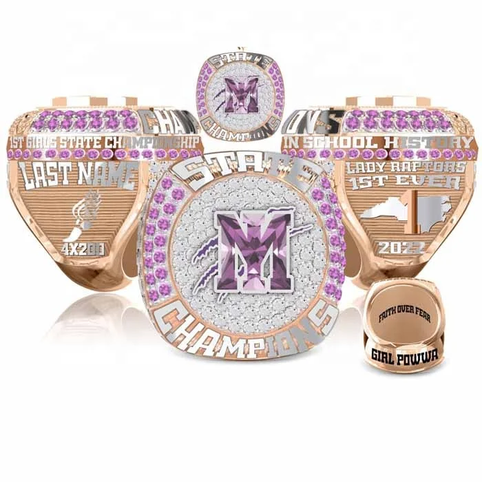 Factory Price Custom Customized Logo Metal Zinc Alloy Soft Enamel Gold Plated Champion Ring