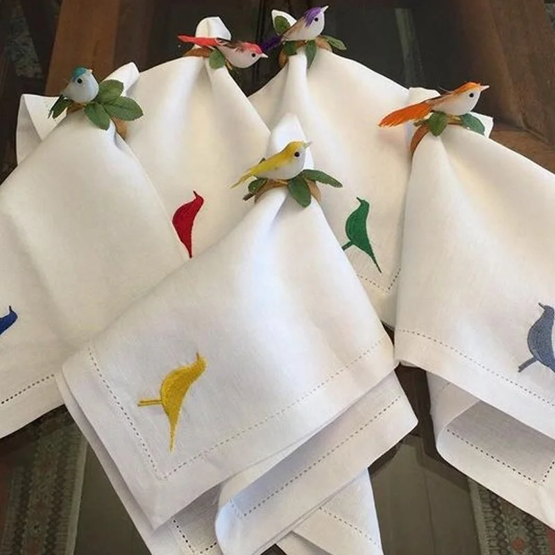 Linen Napkins Custom embroidered monogrammed cotton Napkin Party Wedding Mouth Cloth table Napkin