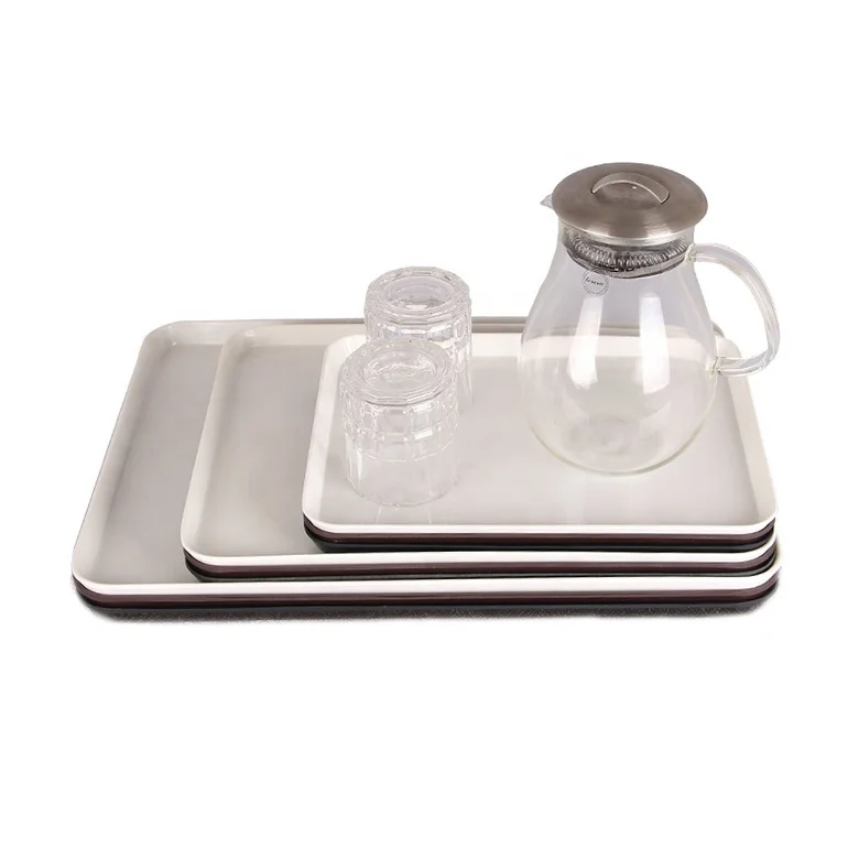 China factory wholesale online shopping cheap melamine food hotel serving custom rolling tray custom print tea tray