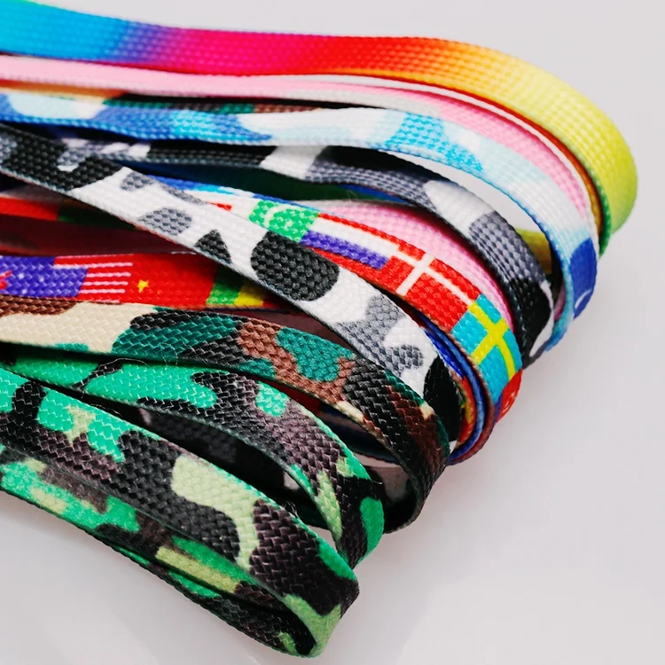 Wholesale Colorful Thick Sublimation, Flat Run Luxury Sneakers Printed Logo Custom Shoelaces/