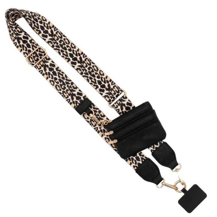 2024 new cute adjustable crossbody nylon webbing clip and go strap for phone with zippered pouch