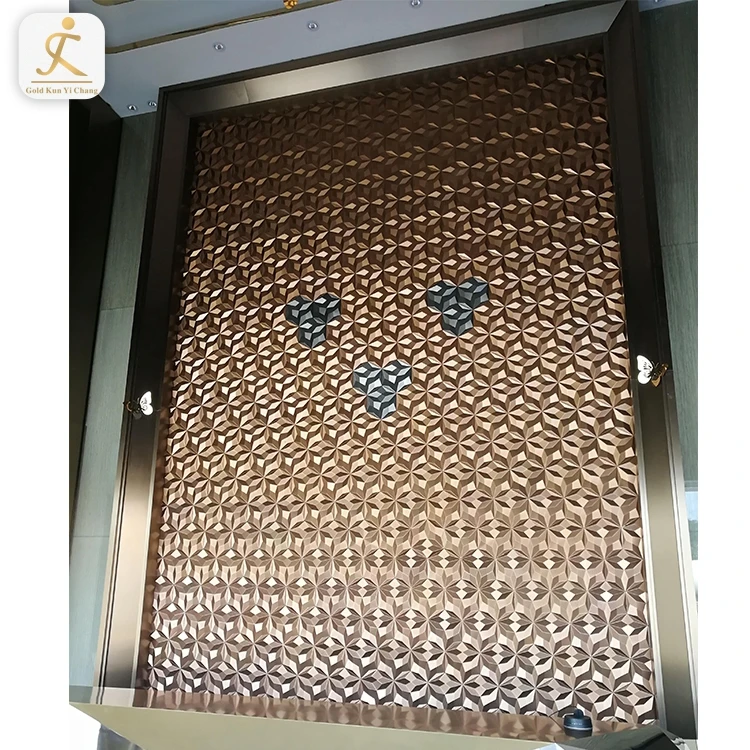 bronze hexagon laser interior stainless steel art decorative metal 3d wall panels backlit laser cut decor partition wall board