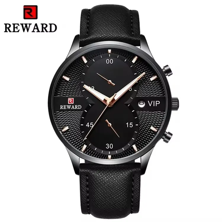 REWARD RD83003M Top Brand new hot sell Luxury REWARD Waterproof Quart Watch Male REWARD Chronos Wristwatch Clock Genuine Leather