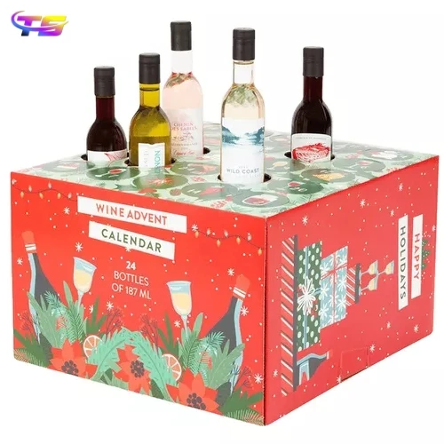 Рождественский Печатный обратный отсчет пустой календер для упаковки соков напитков на заказ ликер вино пиво картонная коробка Адвент календарь