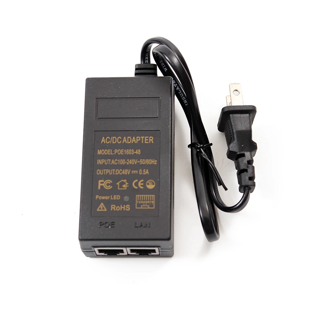 48V 500mA 100/1000Mbps POE power adapter for wireless AP monitoring