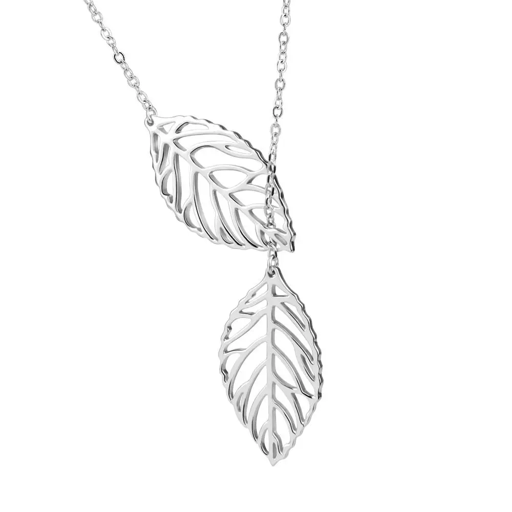2024 S925 Sterling Silver Filigree Birch Leaves Necklace For Women Girls