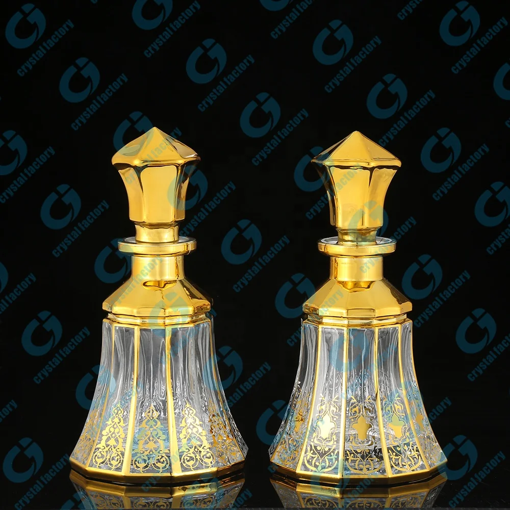 CJ-150ml Handmade Decorative UV Printing Customized Attar Glass Perfume Display Bottle For Oud Oil
