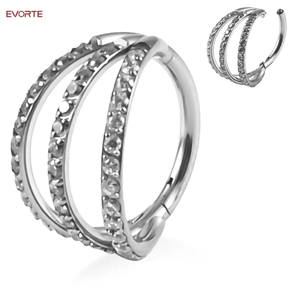 G23 Titanium Ear Weights Ear Gauges Piercing Tunnels  Zircon Nose Rings Popular Body Jewelry hight Segment Rings