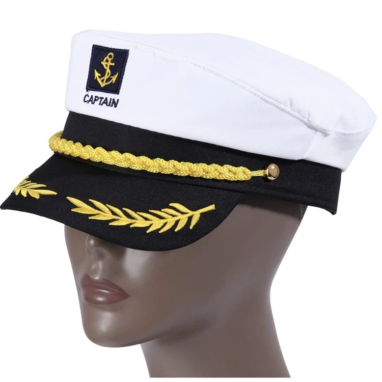 Custom Adjustable Yacht Sailors Sea Cap Adult Sailor Cosplay Costume Accessory Navy Captain Hat