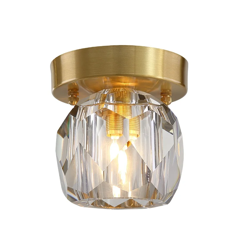 Американский полностью медный светильник для коридора, купольный светильник для балкона, современное и простое Хрустальное освещение для коридора