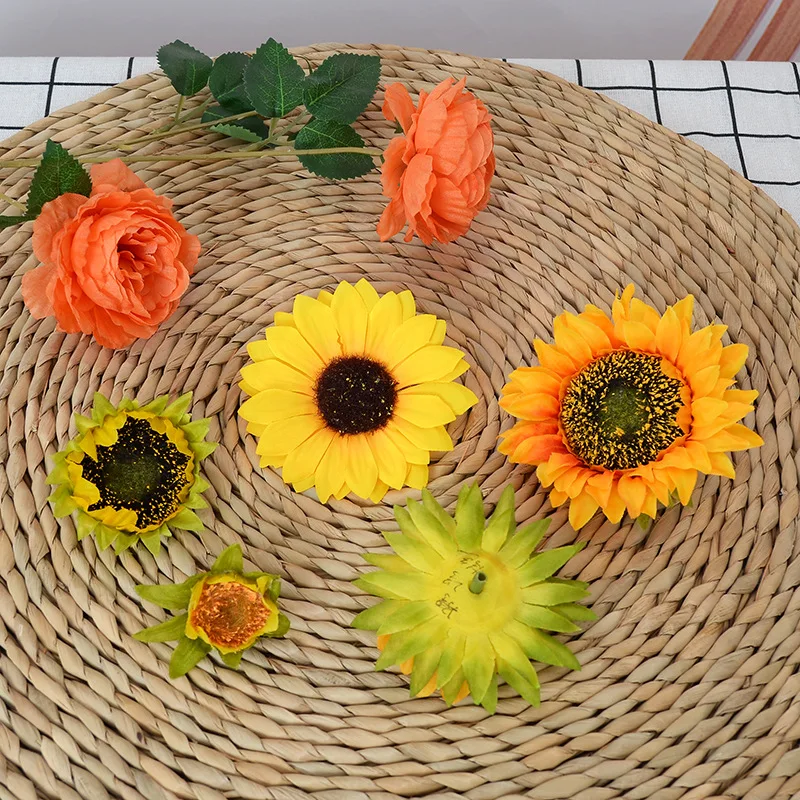 Yellow Single Flowers Large Plastic Sunflower Artificial For Home DecorNew