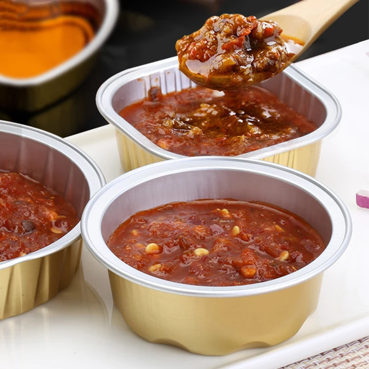 Multifunctional Mini 180ml Colorful Disposable Sauce box Square Utility Ramekin Cup Aluminum Foil Cups for Food