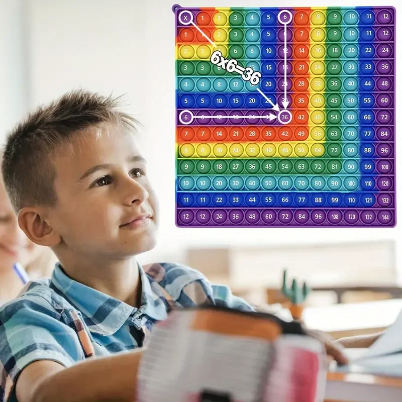 12x12 Multiplication  Push Pop Games, Silicone Math Toys Manipulative Stationery School Supplies Fidget Pop Toys For Kids