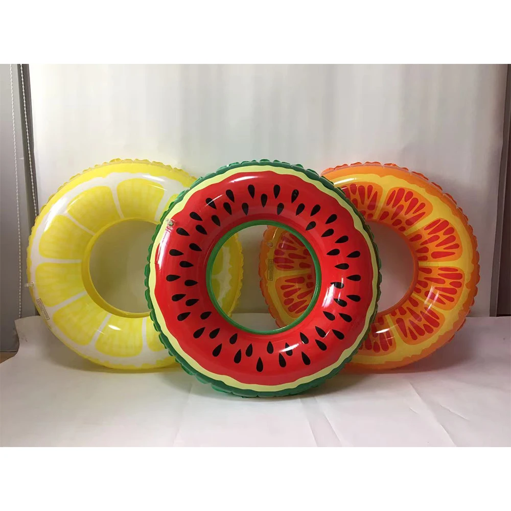 New PVC Inflatable Fruit Swimming Ring Watermelon Lemon Orange for Adult Kids Outdoor Party Supplies Water Fun Toys