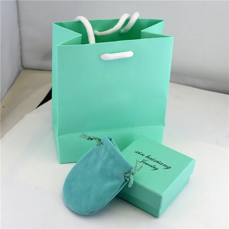 PJ-M015 Customized Logo Fashion Three-Piece Portable Paper Bag Jewelry Bag Velvet Bag Ring Necklace Earrings Brooch Jewelry Box