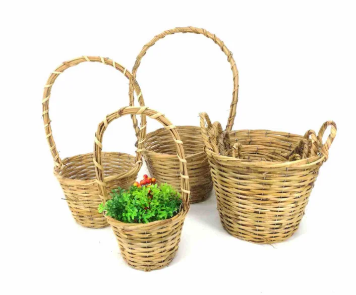 handmade Woven Water Hyacinth Basket Planter rattan Seagrass Planer for  Home Storage garden