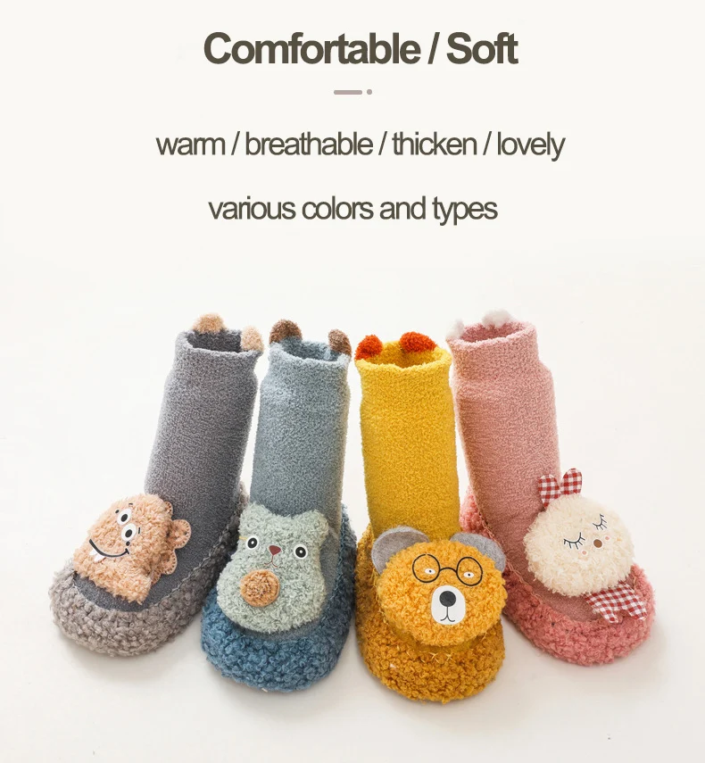 Lovely Keep Warm Children Non slip Floor Socks Toddler Shoes Baby Winter Shoes Socks