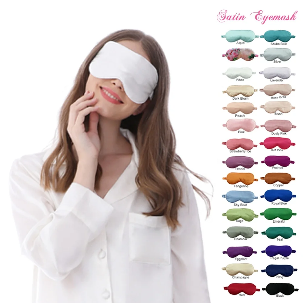 35 Colors Ready to Ship Smooth and Soft for Daily Use Travel Party Sleep Eye Mask Wholesale Silk Satin Sleeping Eyemask