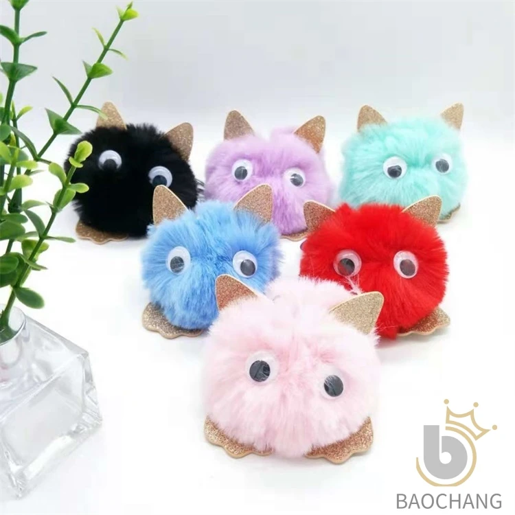 Wholesale Faux Rex Rabbit Fur Pom Pom Animal Little Cat Keychain For A Promotional Item
