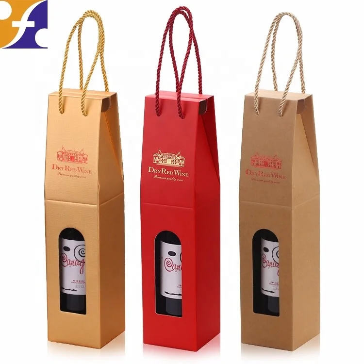 wine bags custom foldable box logo for champagne vodka whisky wine glass single bottle wine box packaging