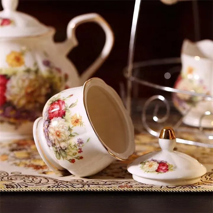 Royal Luxury Coffee Set European Flower Sugar Milk Pot Exquisite Cup and Saucer Afternoon Tea Coffee Set