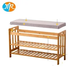 Настольный органайзер для хранения, Бамбуковая стойка для обуви с подушкой