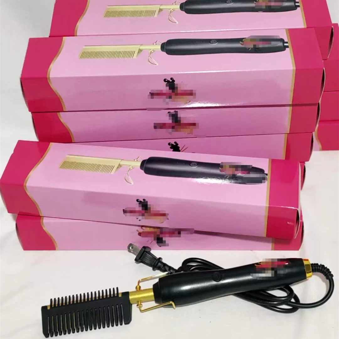 High Quality Electric Hot copper Hair curling Comb Hair Straightening Brush Comb Heat Pressing hot Comb
